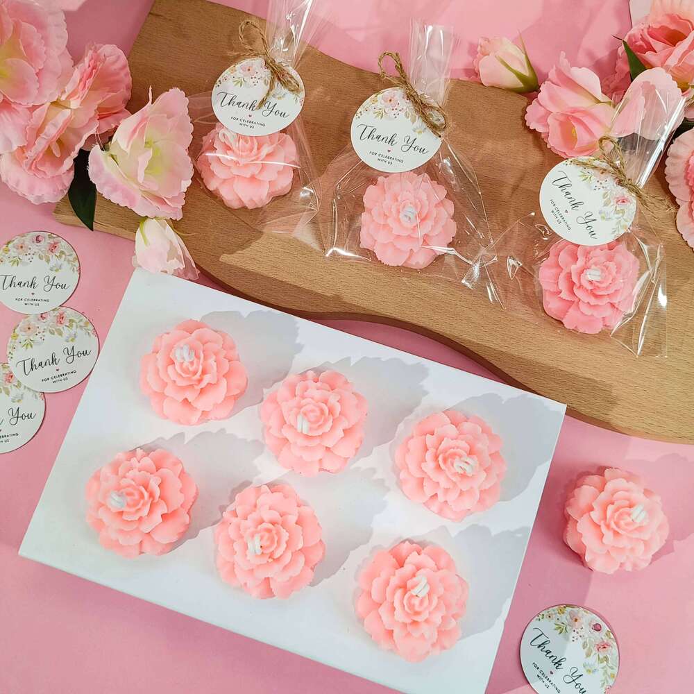 10sets Floral Rose Shaped Wax Candles, Decorative Candles for Wedding Favors, Party Decorations, Baby Showers, Bridal Parties S260204