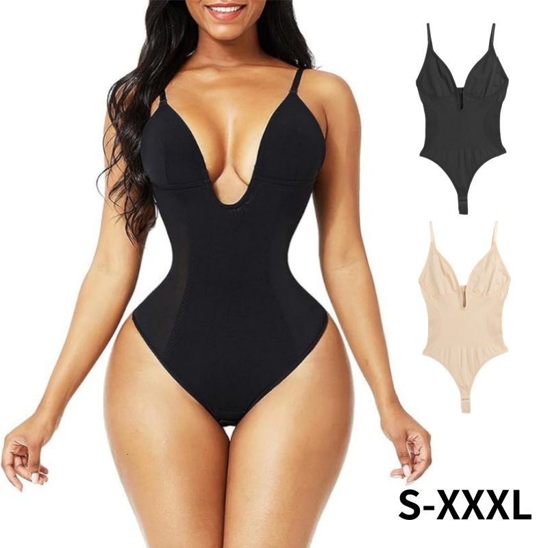 Sculpting Bodysuit Fashion Exquisite Women's Plus Size Shaping Deep V Backless Waist-Cinching Bodysuit Butt-Lifting Shaping Thong Bodysuit Europe