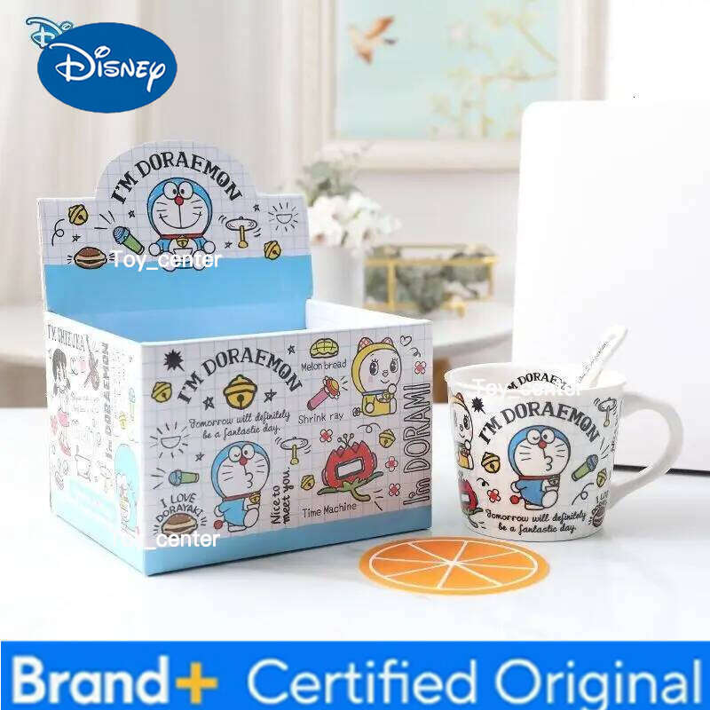 Disney Winnie the Pooh Stitch Ceramic with Spoon Cute Cartoon Home Coffee Mug Color Box Giving Gift H260205