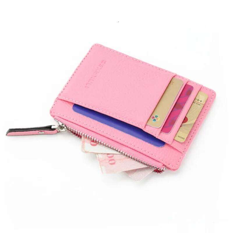 Mini PU Leather Card Holders s Slots Purse Men Carteira Women Zipper Coin Pocket Short Wallet Z260205