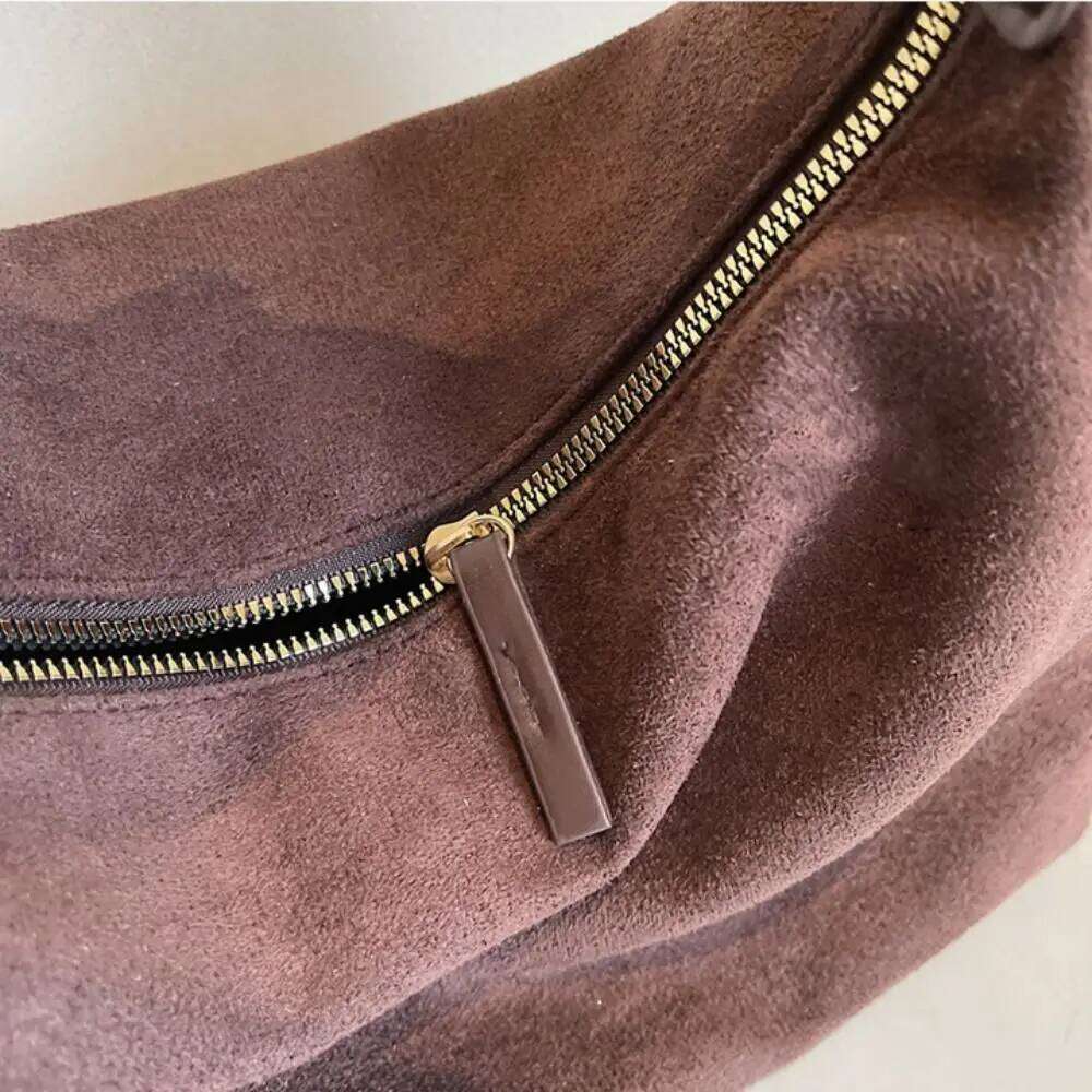 Casual Handbag Suede Shoulder Solid Color Fashion Hobo Korean Style Large Capacity Ladies Tote Bag Shopping Y260204
