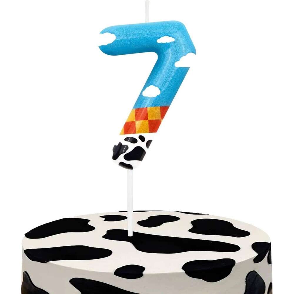 blue Inspire GameThemed Candles, Number 6 Print Birthday Party Supplies, 2.76 inch Paw Cake Topper Decoration S260204