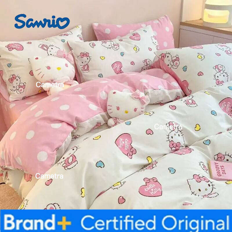 Sanrio 4Pcs/Set Hello Kitty Kawaii Quilt Cover Anime Student Bedding Soft Microfiber Bedspread Lightweight Coverlet Gift H260205