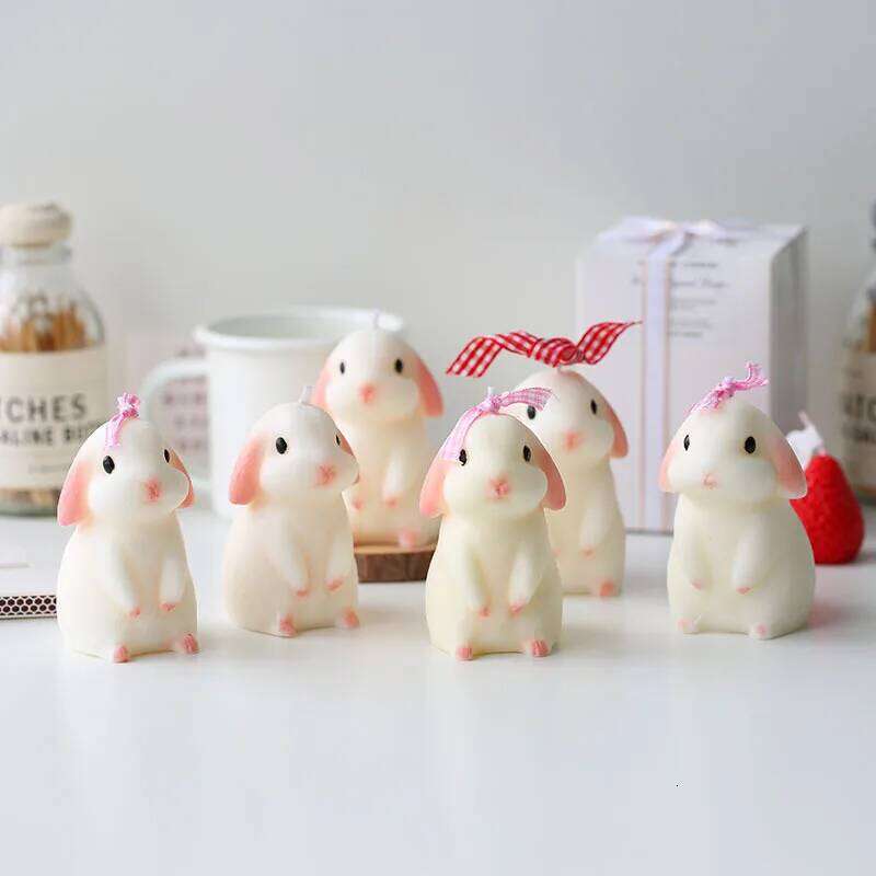 Bunny Scented DIY Soya Waxing Decoration Swing Home Desktop Decorations Accessories Birthday Gifts Cute Candle S260204