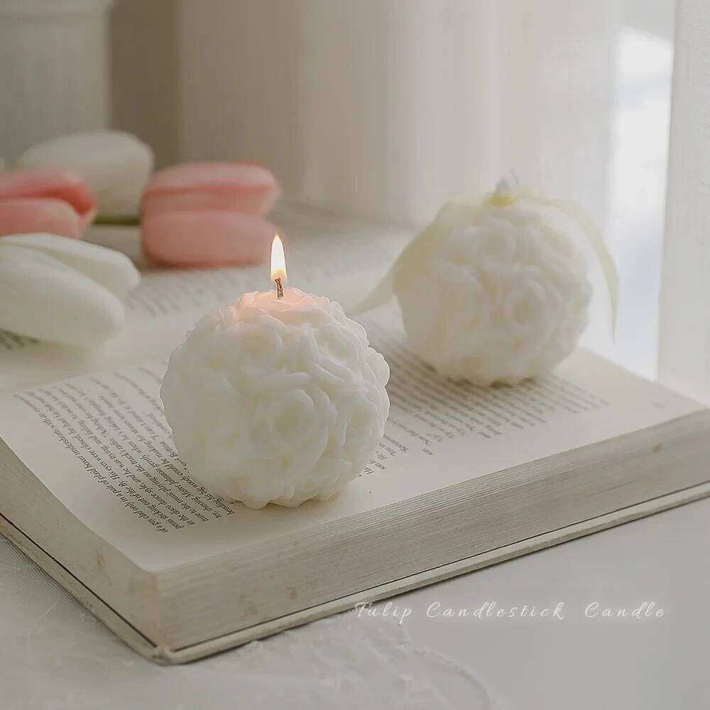 1PC Rose Hydrangea White Lily of The Valley Tulip Flower Valentine's Day Romantic Scented Candle Gift S260204