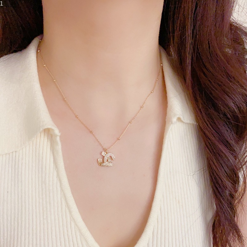 Necklaces for Women Double C Zircon Pendant Adjustable Chain Minimalist Shiny Fashion Jewelry Versatile Daily Wear Gift