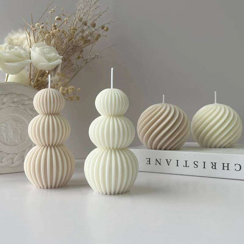 Creative Geometric Wave ball Scented Candle Home Festive Restaurant Bar Decoration Atmosphere Fragrance Candles Ornaments S260204