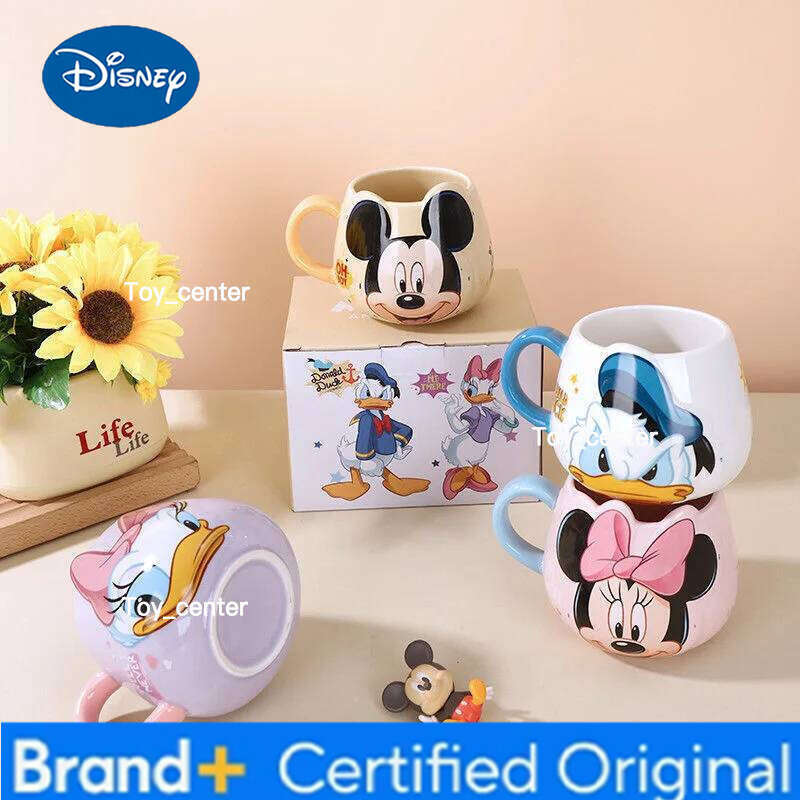 Disney Hot Mickey Mouse Minnie Coffee Cute Cartoon Donald Milk Creative Mugs Handle Kids Water Cup With Handgrip 450ml H2602051