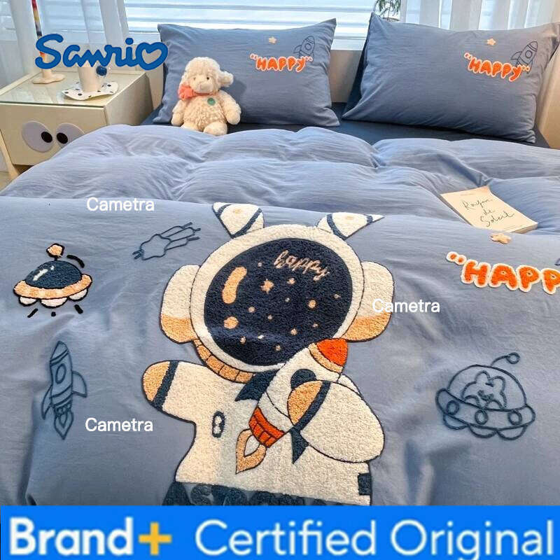 Sanrio Luxurious Touch Super Soft Water-Washed Cotton Towel Embroidered Duvet Cover Set with Pillowcases - Enhanced Comfort H260205