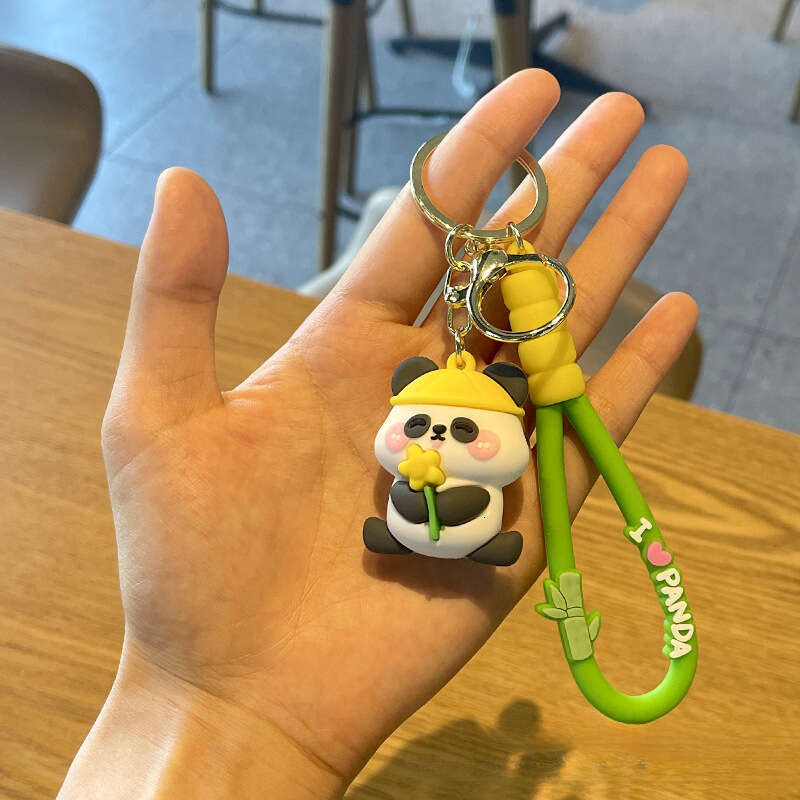Cute Creative Kung Fu Panda Travel 3D Soft Rubber Doll Car Bag Keychain Pendant Gift