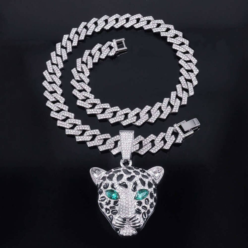 Exaggerated Domineering European and American Style Diamond-Encrusted Leopard Head Pendant HIPHOP Jewelry Trendy Men's Punk Cool Hip-Hop Cuban Ch