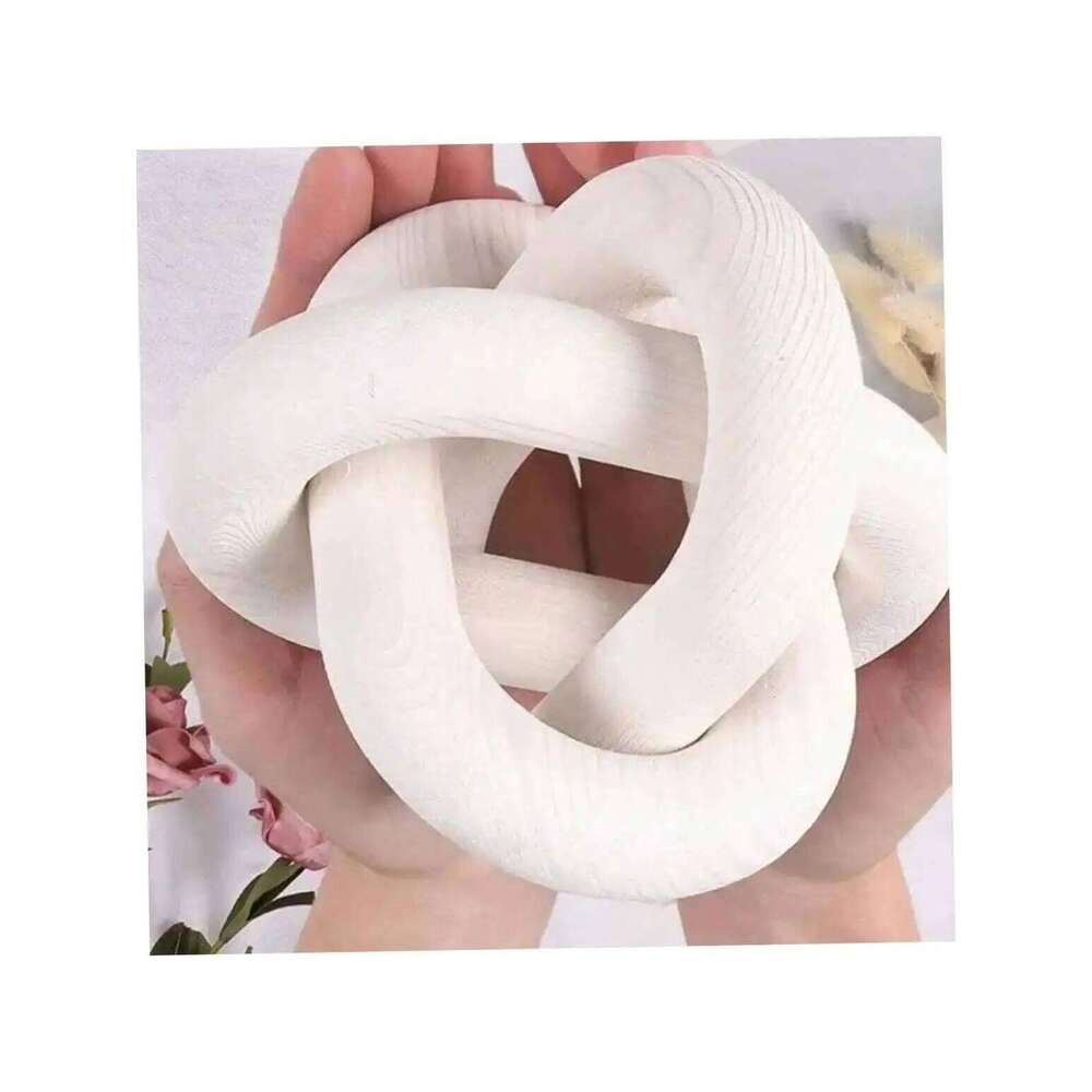 Hand Carved Coffee Table Decoration, Boho Chain Link Decor, Modern Shelf, Rustic Objects for Home Living Room Bedroom S260204