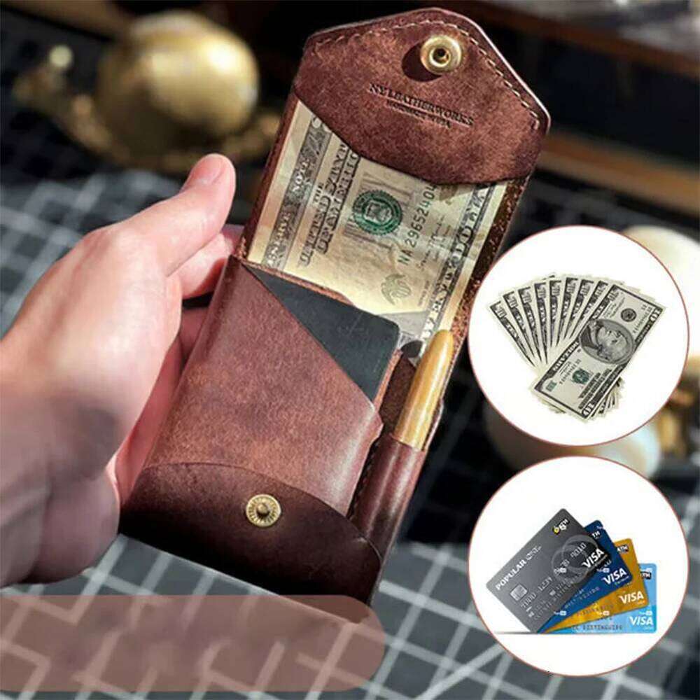 Organizer Bi-Fold Portable Wallet with Money Pocket Leather Slim Card Holder for Graduation Gift and Daily Use Z260205