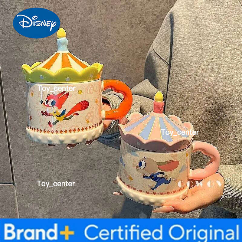 Disney Zootopia Judy & Nick Couple Ceramic Mug With Lid Home Coffee Water Cup Exquisite Box Packed Birthday Gift For Lovers H260205