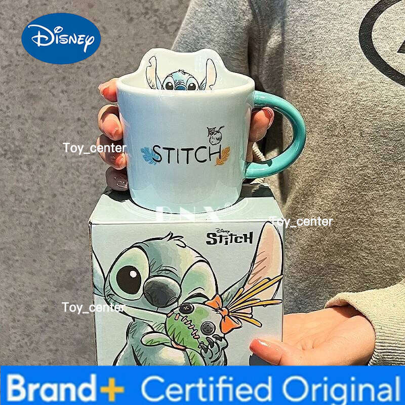 Disney Ceramic Creative Shape Children's Water Stitch Coffee Cup Home Mug Friends Holiday Party Gifts H260205