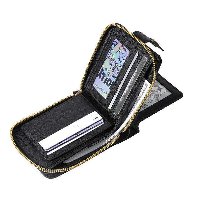 2025 New Retro Men's Horizontal Short Wallet - Zipper Multifunctional Card Buckle Coin Purse, Slim Cross-Border Style Z260205