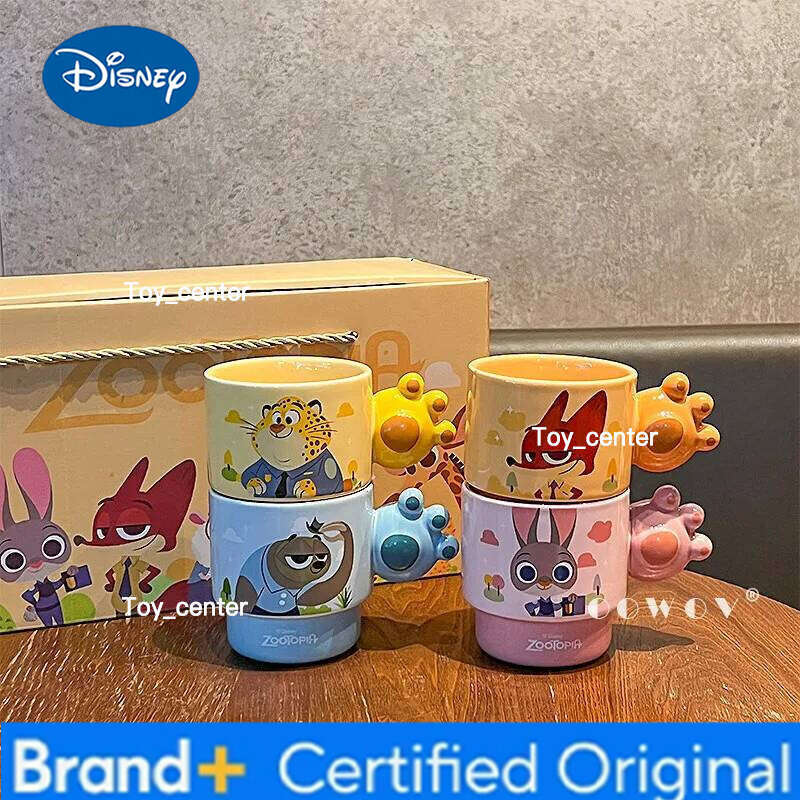 Disney Zootopia Ceramic Couple Water Cup Heat Insulation Handle Home Coffee Mug Box Packed Birthday Gift For Couples H260205