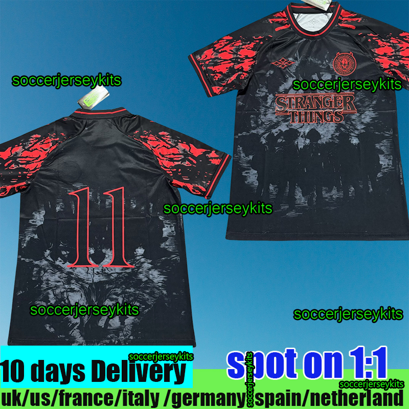 2026 Stranger Things The Hellfire Club Hawkins Jersey All Saints' Day Special Soccer Jersey Stranger Things Concept Kit by Vatioz Black 2026 Football Shirt