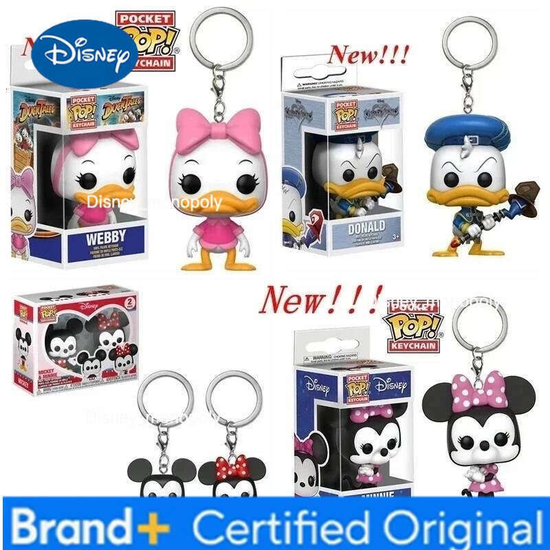 Disney 2026 FUNKO Pop Pocket Keychain Mouse Scrooge Mcduck Mickey Minnie Vinyl Figure Dolls Model Toys For Children Gift H260205