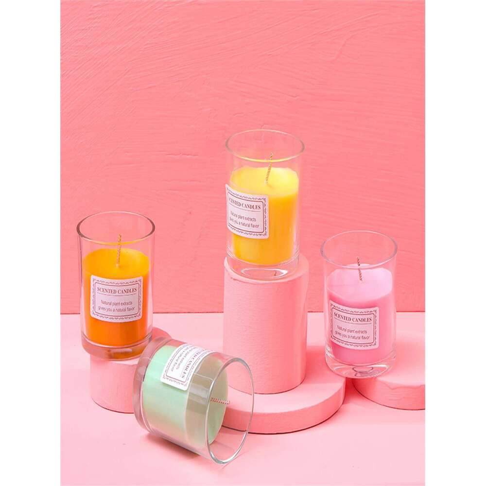 Use Smoke-Free Plant Wax Aromatherapy Candle Romantic Glass Cup Colorful Fragrance Home Decorative Candles H260205