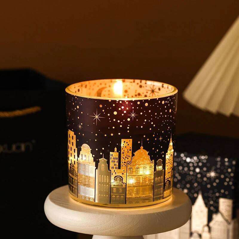 Scented Jar Festive Atmosphere Candles London Street Scene Pattern Heat Sensing Fragrance Candle for Holiday parties H260205