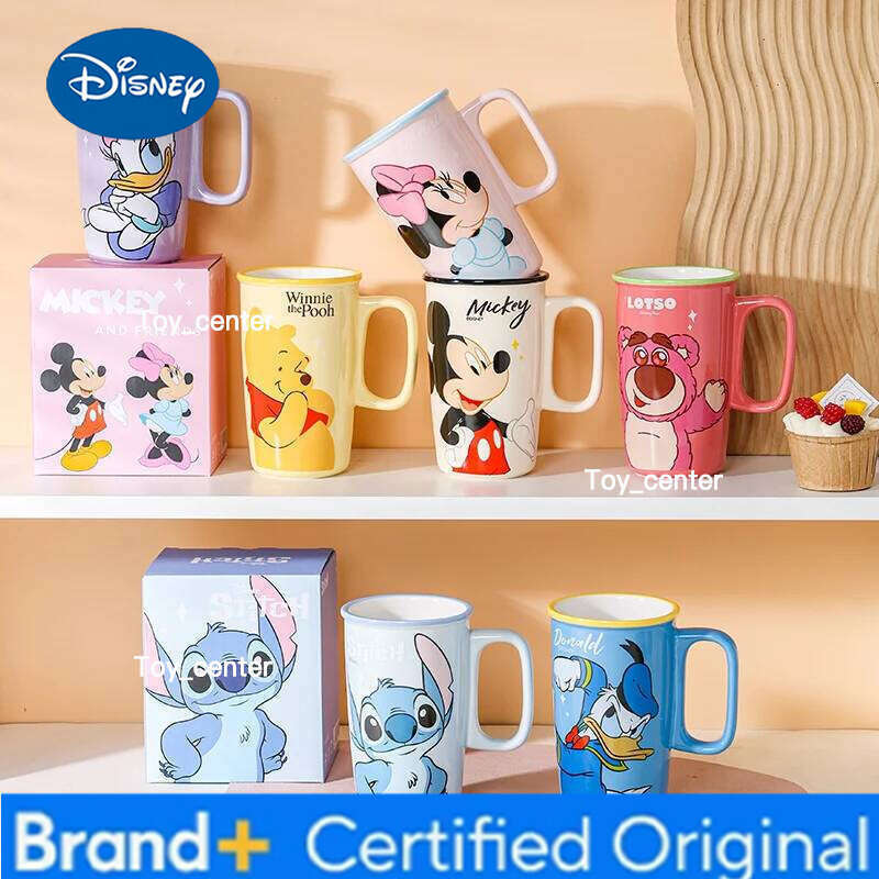 Disney Mickey Creative Ceramic Cup Female Office Cute Milk Coffee Mugs Household Cartoon Large Capacity Cups with Handle H260205