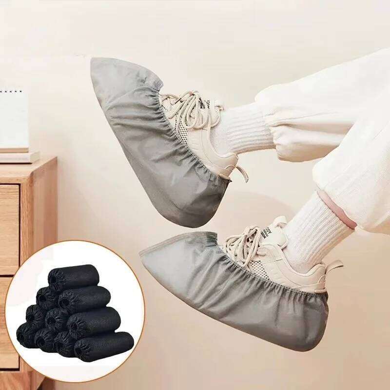 New 100pcs Disposable Boot Cover Non-Slip Stretchy Foot Booties Shoe Coverings for Workplace Indoor Carpet Floor Protection S260204