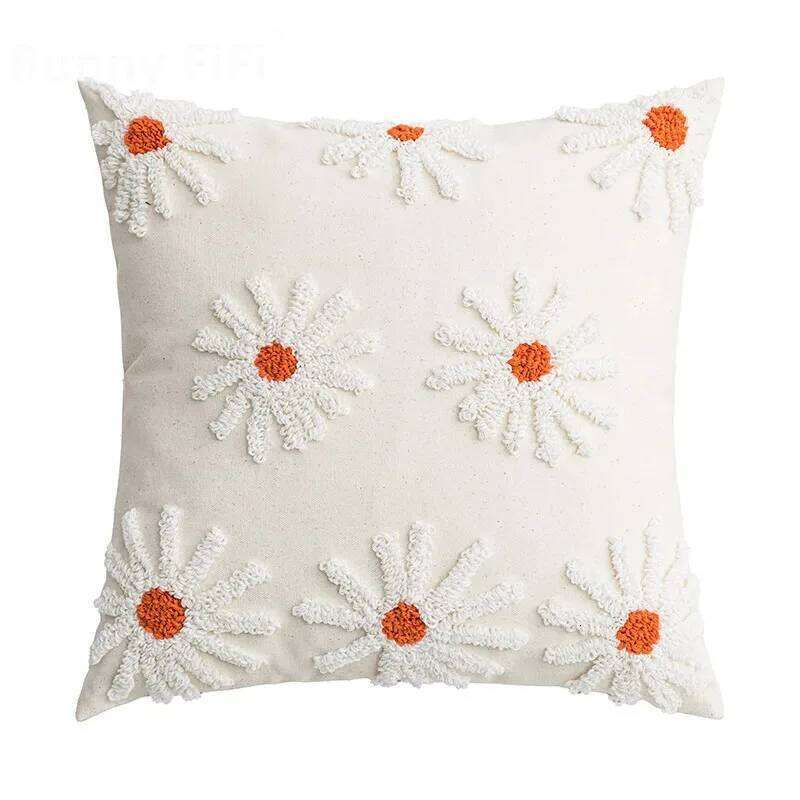 Daisy Cushion cover Pillow Cover Tufted Ivory Home Decoration Living Room Sofa Couch Bedroom Chair Seasonable
