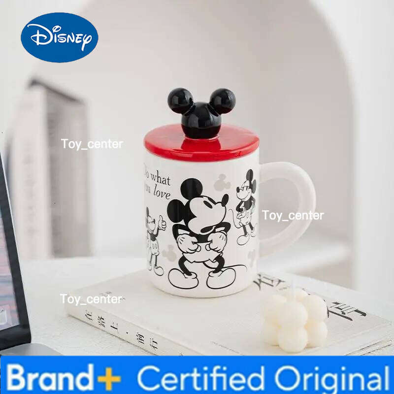 Disney Cartoon Ceramic Mugs 400ml wit & Handle Creative 3D Mickey Head Lid Homehold Drinkware Coffee Milk Mug Cups H260205