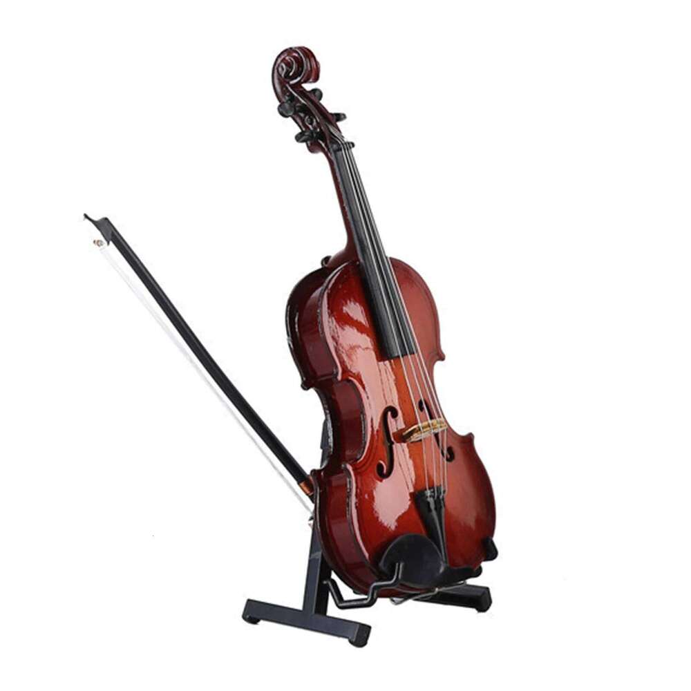 Playable Tiny Figurine Multi-Purpose Miniature Musical Instrument Wooden Handmade Violin Model for Music Training Gift S260204