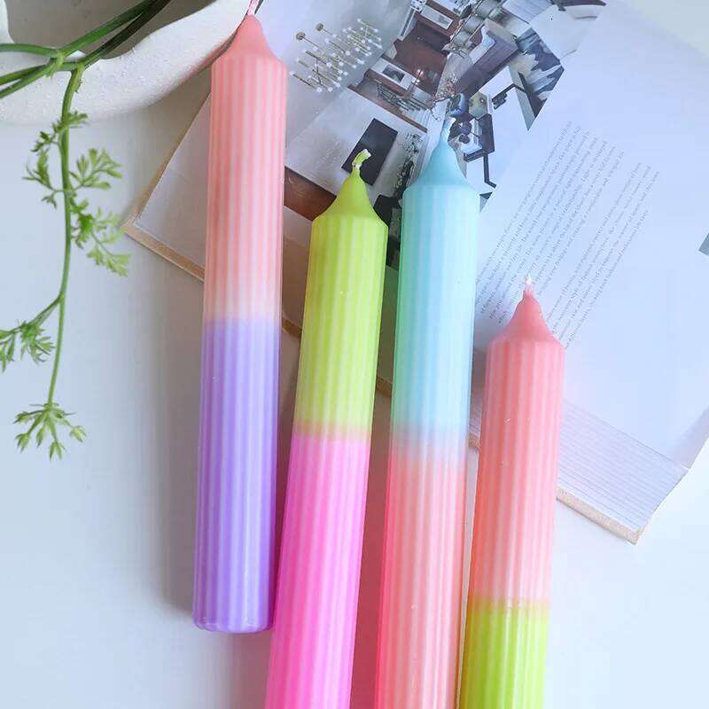 3.5x26cm Colorful Pointed Top Candle, Stripe Fine Tooth Wax, Long Threaded Decorative Pole Wax S260204