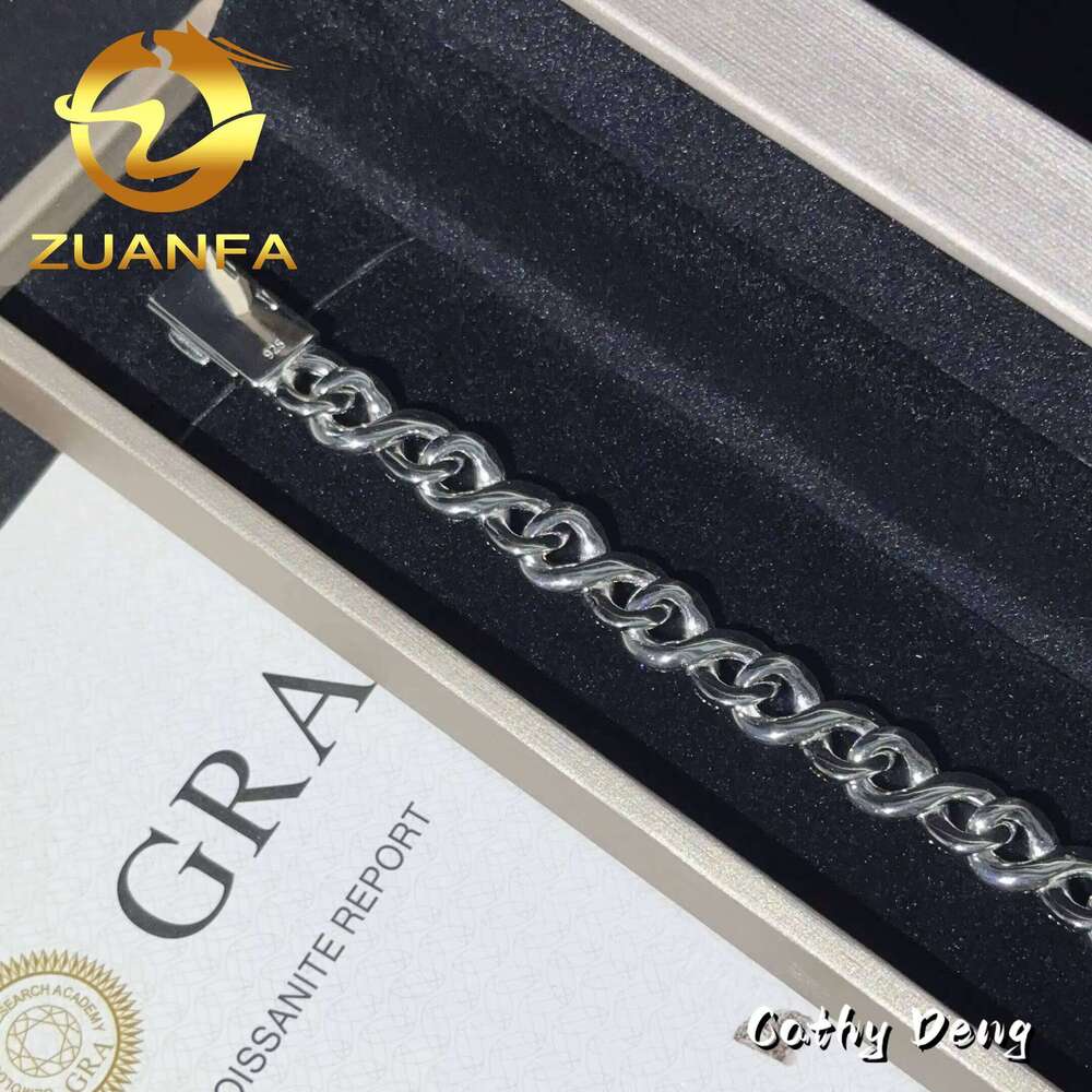 New Rapper Jewelry Hip Hop 925 Sterling Silver Moissanite Diamond Cuban Link 10Mm Men Infinite Bracelet