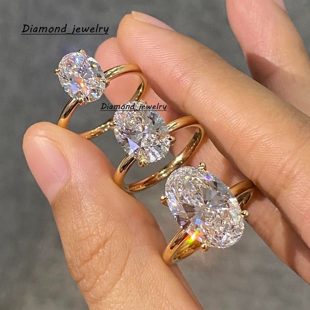 Handmade Engagement Rings Oval Brilliant Cut Lab Grown Diamond IGI Certified Fine Rings 18K Solid Gold Jewelry for Women