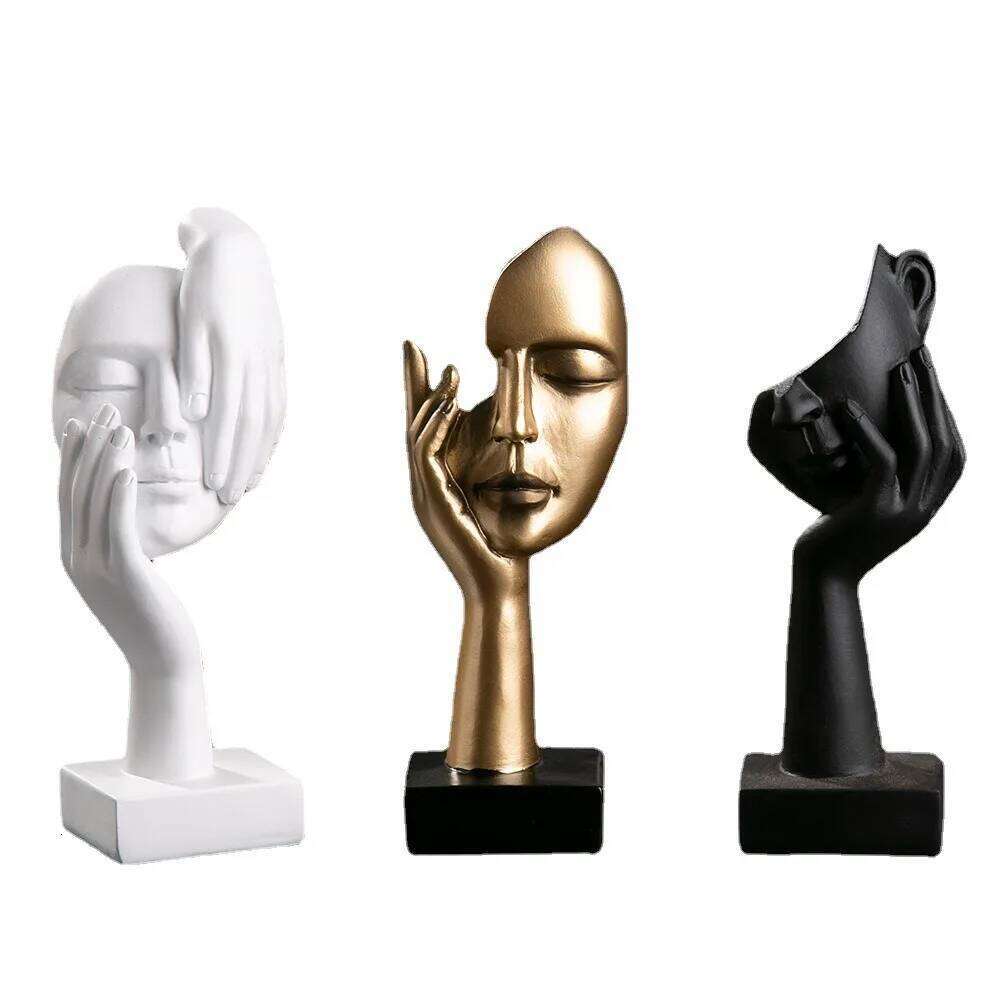 Resin Abstract Statue Desktop Ornaments Sculpture Figurines Face Character Nordic Light Luxury Art Crafts Office Home Decor S260204