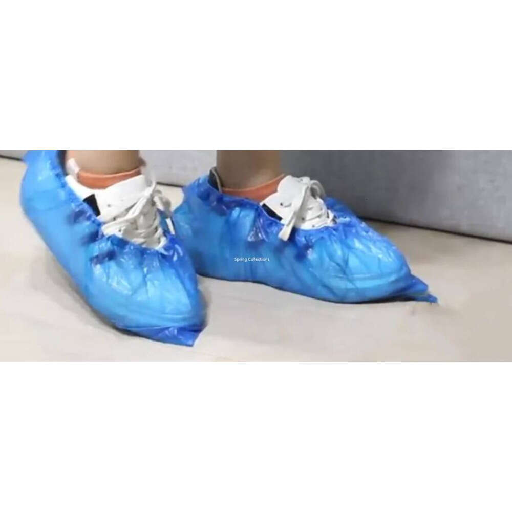 300Pcs/bag Blue/Pink Disposable Thicken Waterproof Boot Plastic Shoe Covers Elastic Protective Homes Overshoes S260204