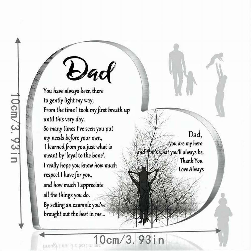 Father's Day gift from son and daughter to father, birthday gift, acrylic heart-shaped gratitude commemorative decoration S260204