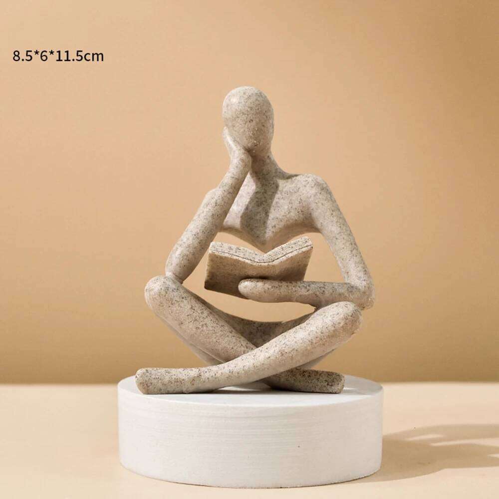 Bookshelf Home Decor - Person Who is Thinking Abstract Thinker Sculpture Figurine Statue Resin Modern Reading Decoration S260204