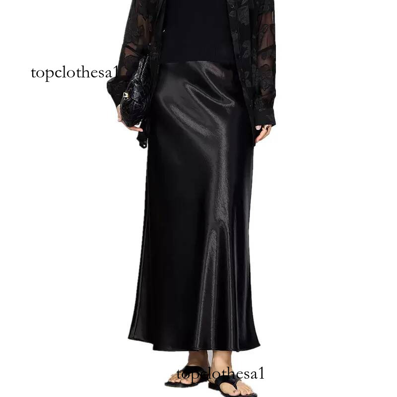 French Style Chic Women's Acetic Acid Satin Flowy High Waist Hip Hugging for Spring/Summer Fishing Tail A-line Skirt