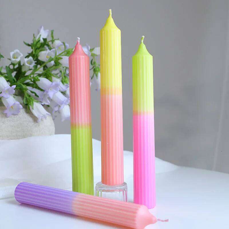3.5x26cm Colorful Pointed Top Candle, Stripe Fine Tooth Wax, Long Threaded Decorative Pole Wax S260204