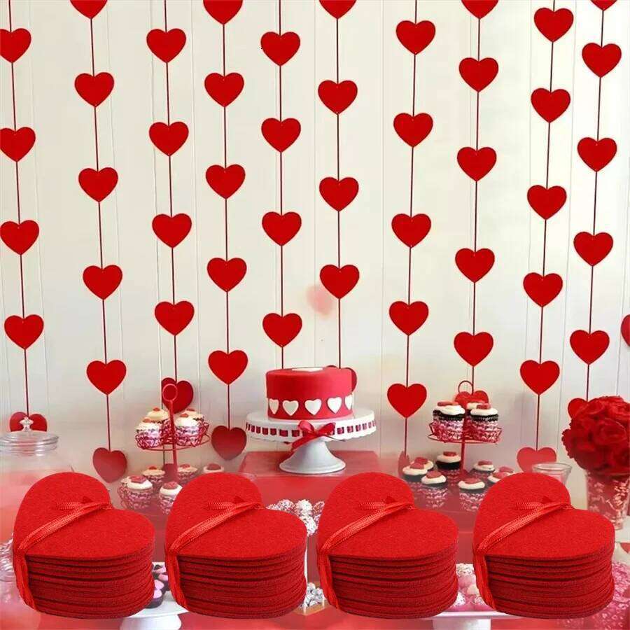1-8Pack 3M Red Hearts DIY Valentines Hanging String Garland Day Wedding Anniversary Proposal Party Decorations S260204