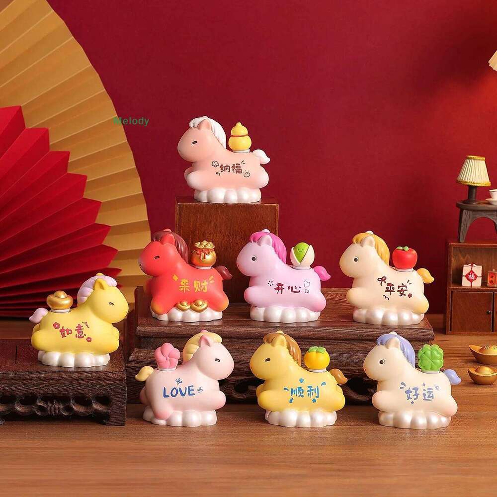 Creative Transfer Zodiac Horse Back Lucky Bag Ingot Can Be Rotated Home Office Desktop Decoration S260204