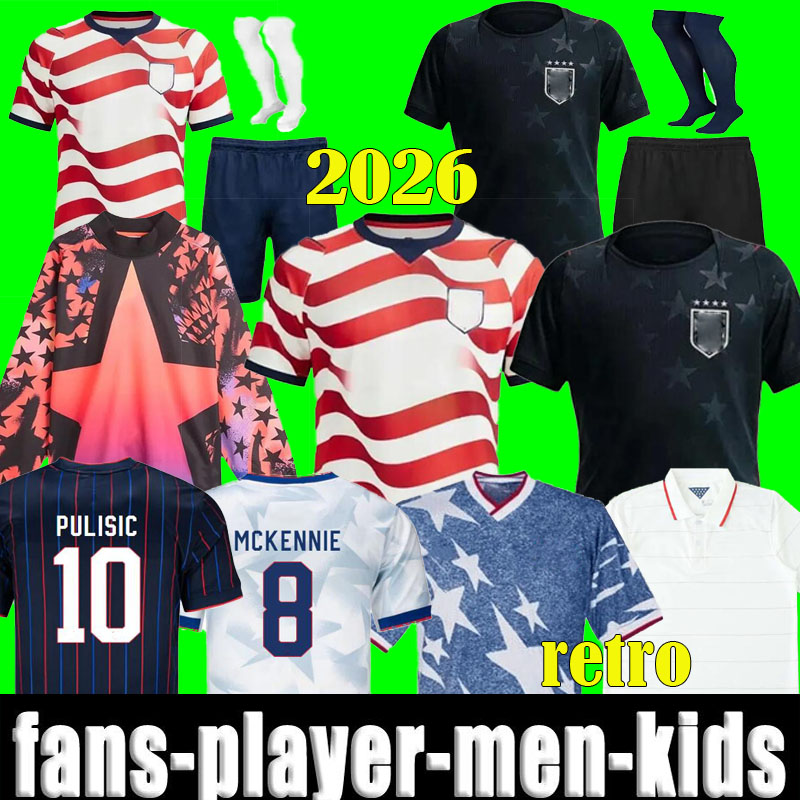 2026 PULISIC MCKENNIE soccer Jersey 26 27 America ERTZ ALTIDORE PRESS WOOD MORGAN LLOYD United States Camisetas USAS Men kids Kits Retro 1994 2014 2010 Football Shirt