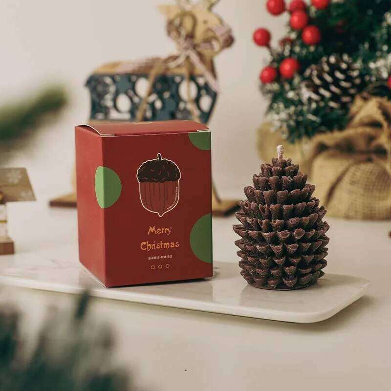 2PCS Christmas pine cone scented candle souvenir creative shooting props holiday gifts home decoration S260204