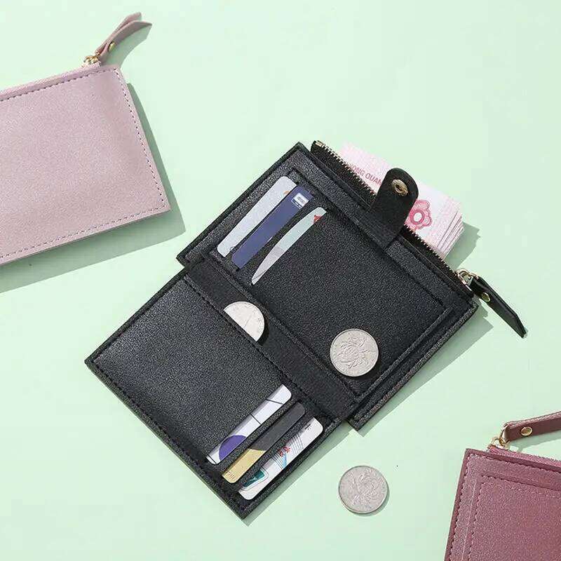 Simple PU Leather Short Ladies With Buckle Coin Purse Clutch Multi-Card Slot Card Holder Durable Zipper Wallet Z260205