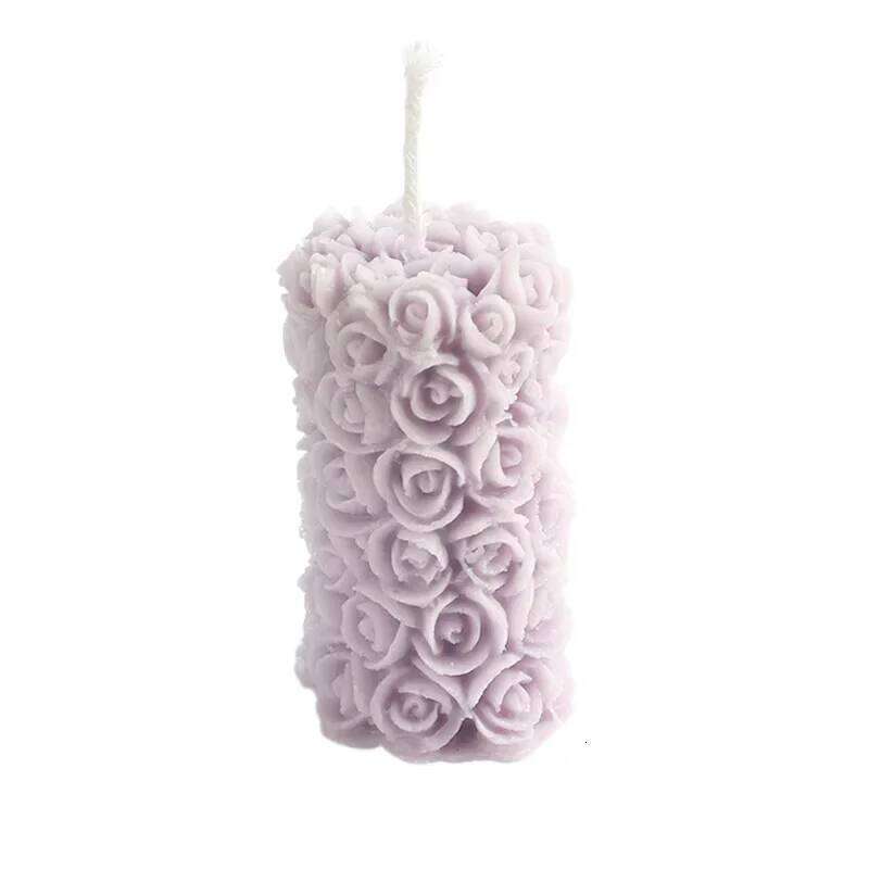 Rose Column Scented Sculpted Shape Fragrance Aromatherapy Candle Smokeless Candlestick Decoration Birthday Gift Aromatic S260204