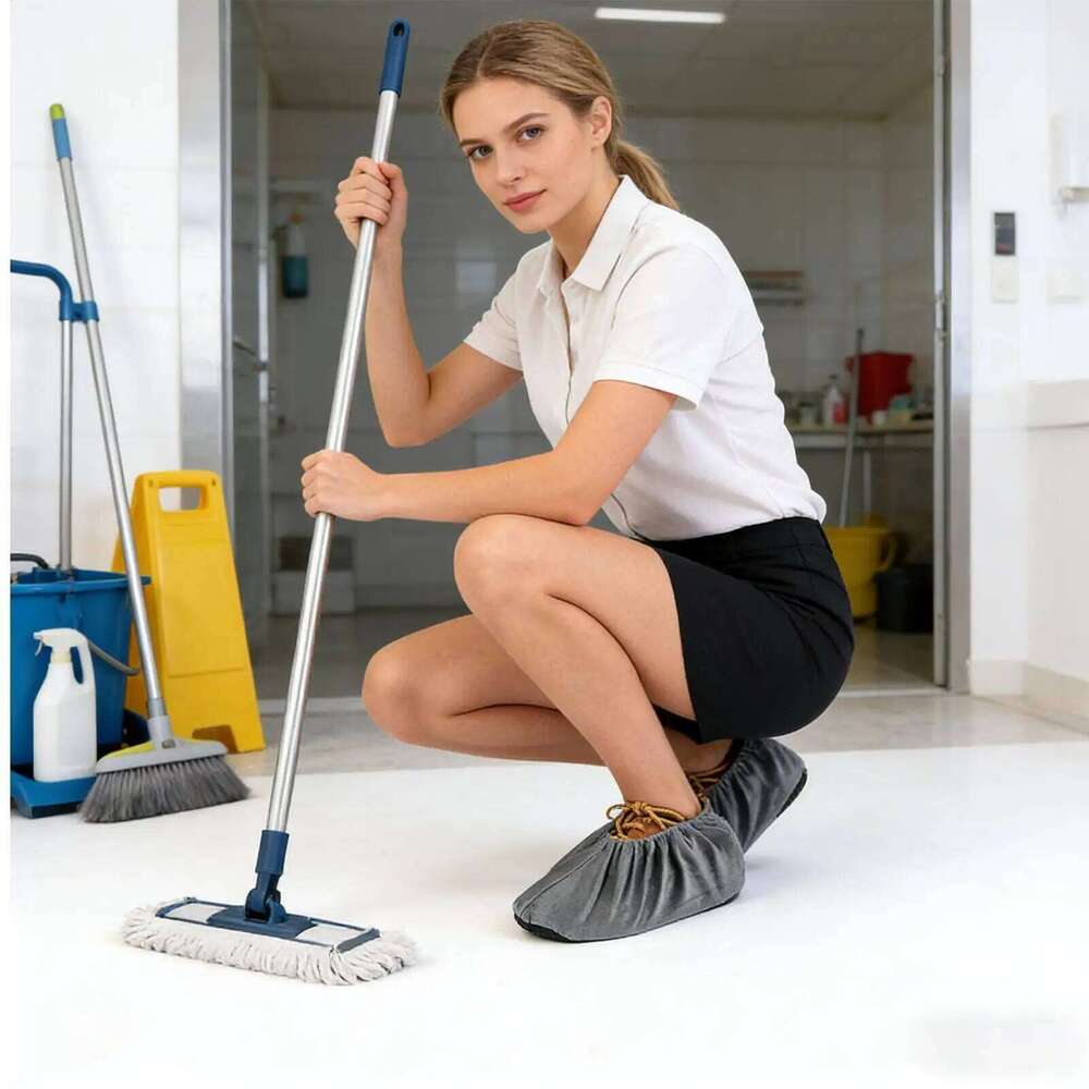 1 pair Washable Shoe Reusable Non-slip Foot Cover Indoor Padded Overshoes Soft Shield Fabric Boot Covers Dust Barrier S260204