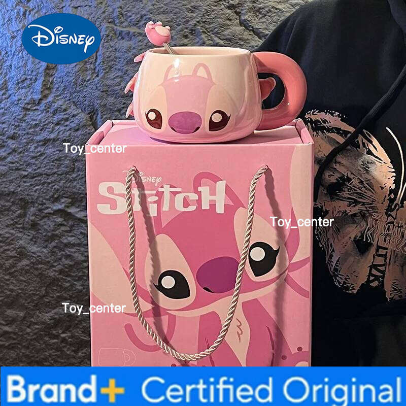 Disney New Stitch Cartoon Kawaii Milk Mug Home Drinking Mouth Brushing Coffee Cute Water Cup Birthday Gift H260205