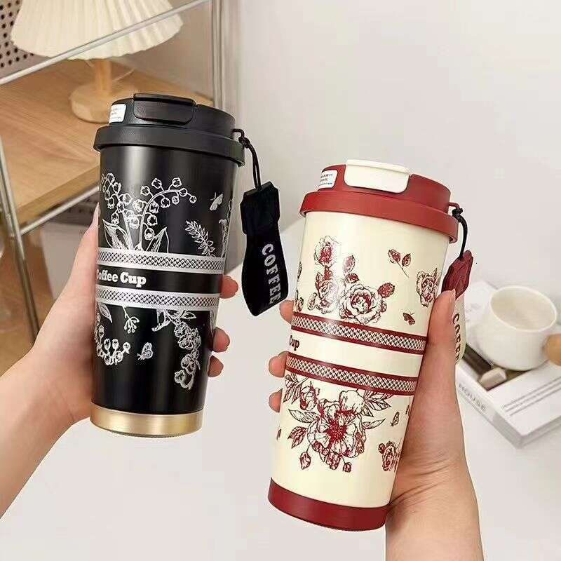Outdoor Water Bottles Thermos Cups Mugs Drinking Utensils Portable Double Wall Vacuum Stainless Steel Travel Mug with Handle Luxury Insulated Tumbler 