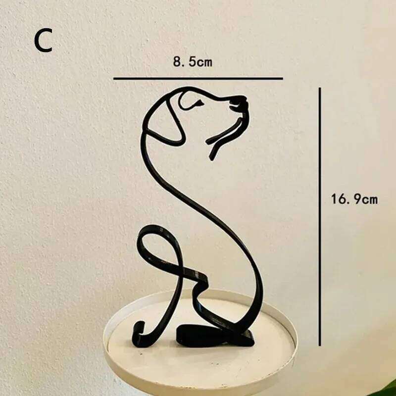 Creative Sculpture Metal Dog Abstract Minimalist Art Iron Figurines Office Desktop Accessories For Home Decoration Supplies S260204