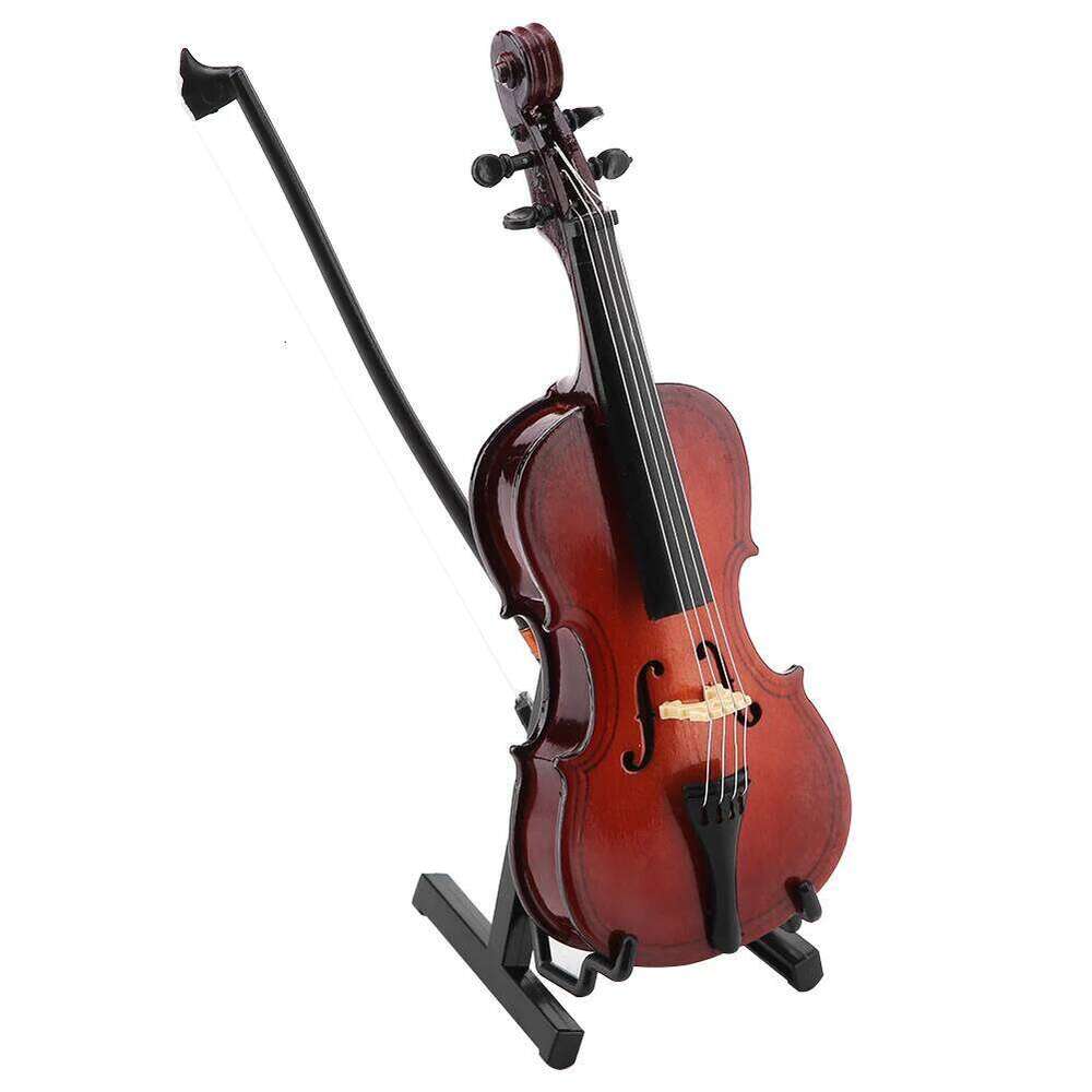 5.5in 14cm Wooden Miniature Cello Replica with Case Instrument Model Musical Gifts Ornaments Decoration S260204